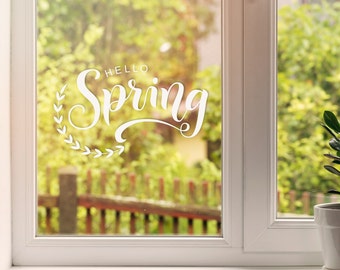 Foil Window Sticker Hello Spring Window Picture Spring Window Picture Silhouettes Sticker Window Decoration Vinyl Sticker Glass Sticker