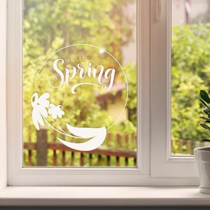 Foil Window Sticker Hello Spring Window Picture Spring Window Picture Silhouettes Sticker Window Decoration Vinyl Sticker Glass Sticker