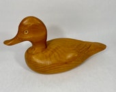 Vintage Wooden Duck Decoy, Hand Carved Wood Decoy, Auberge Godefroy, Jacques Champage, Quebec Canada