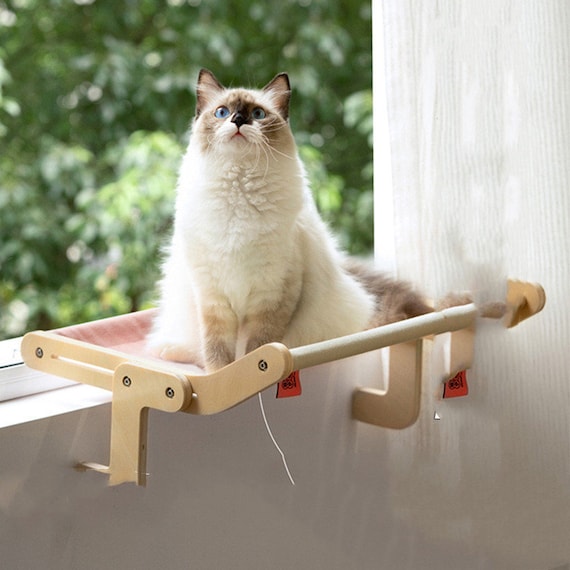 Cat window seat, Cat window perch, Cat wall bed, Hanging cat bed, Wood cat bed