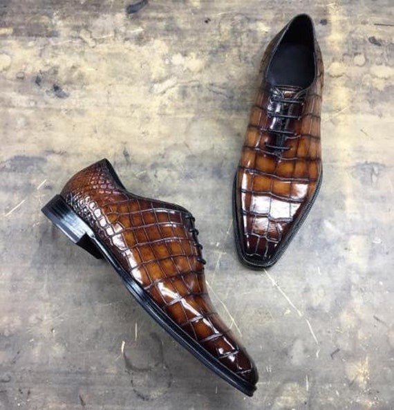 Pure handgemaakte lederen veterschoenen voor mannen - Etsy Nederland