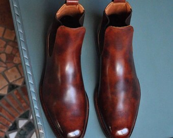 Pure handgemaakte lederen stijlvolle Chelsea Boots voor heren - geschenken voor hem