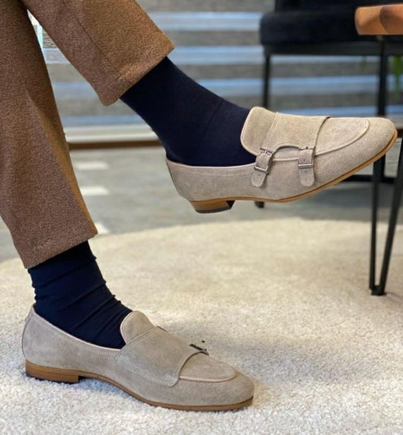 Handmade suede leather loafer best sale shoes