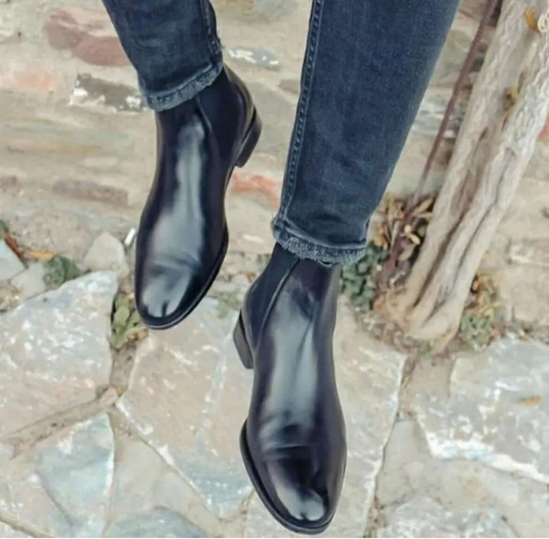 artificial leather chelsea boots