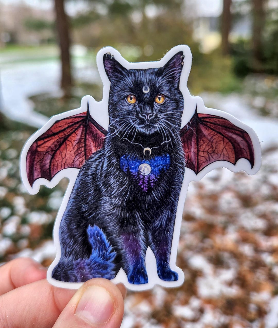 Black Bat Cat Vinyl Sticker for Kitty Lovers, Halloween, Animal Lovers ...