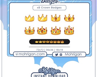 8x Royal Crown Twitch Badges - Custom Handcrafted Loyalty Badges for Your Loyal Viewers