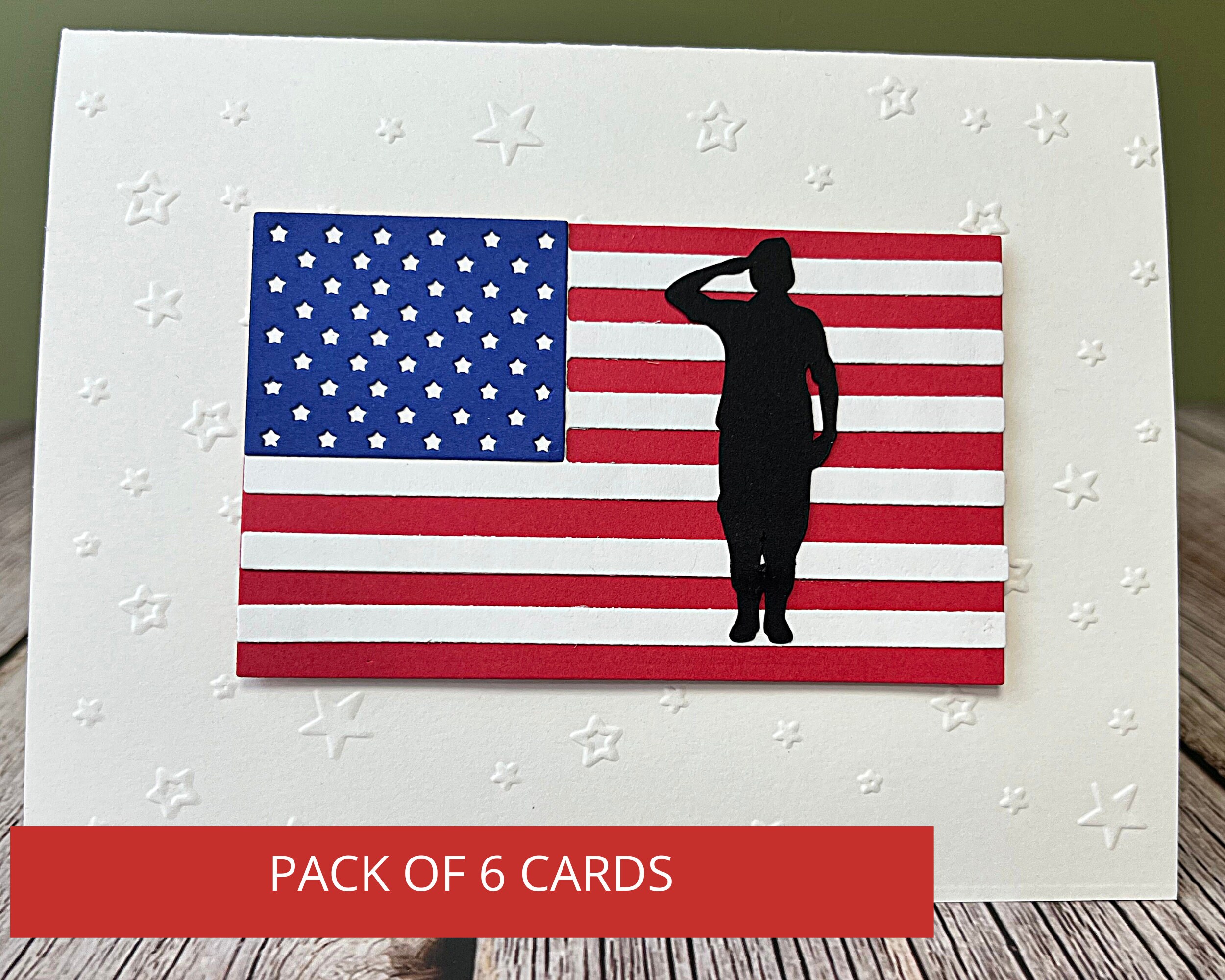 Set of 6 Handmade Thank You for your Service Cards for Female Veterans, Handmade Happy Veterans Day Cards, Military Cards, Patriotic Cards,