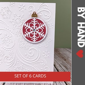 Set of 6 Handmade Christmas Cards, Merry Christmas Cards, Cute Christmas Cards, Happy Holidays Cards, Bauble Christmas Cards