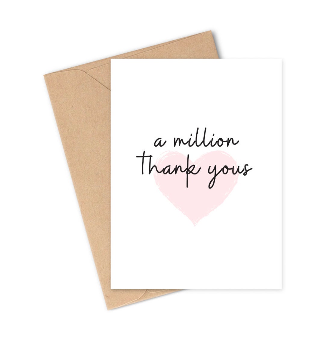 Thank You Card A Million Thank You's A Big Thank You Etsy