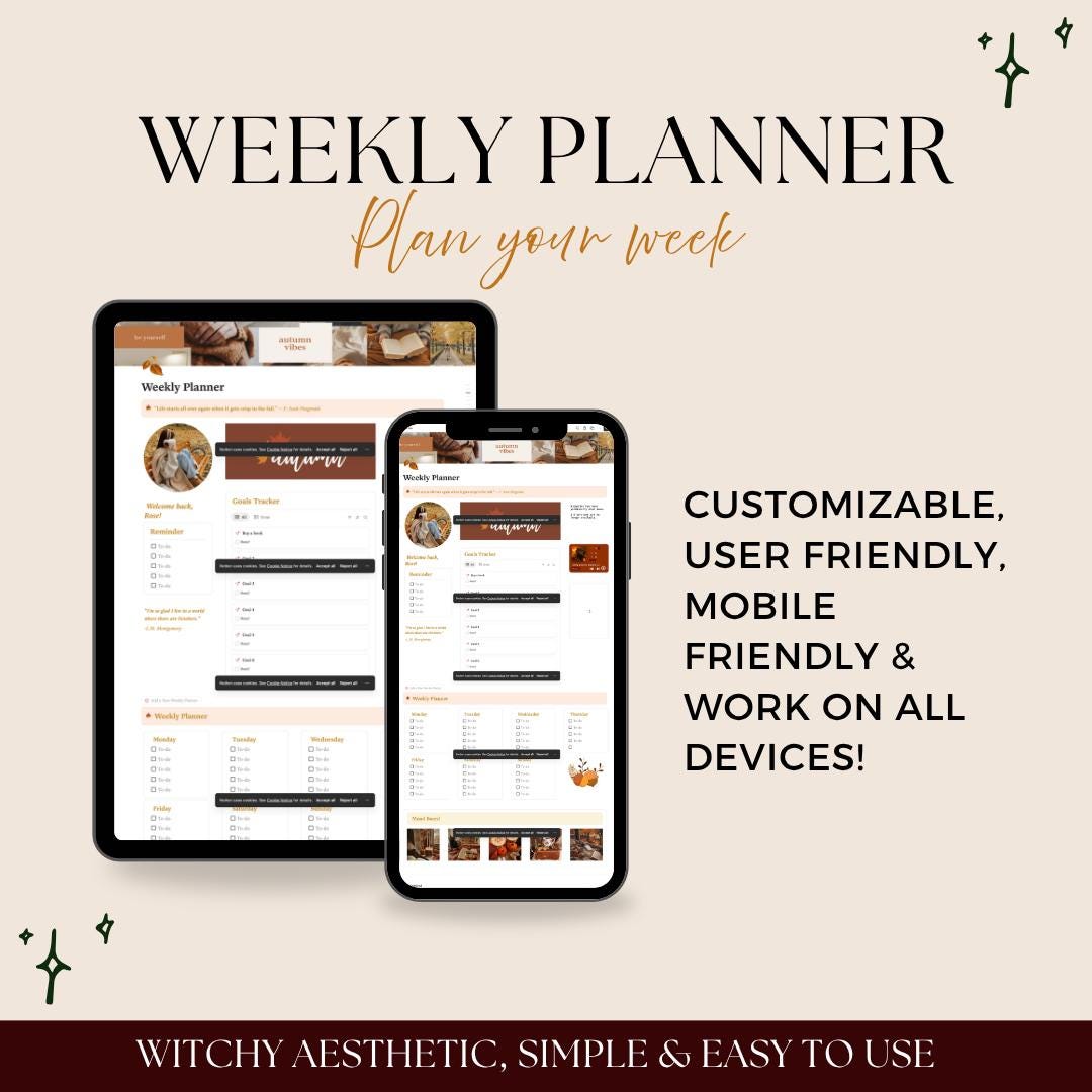 Weekly Planner Notion Template Task Tracker and Goal Setting Simple ...