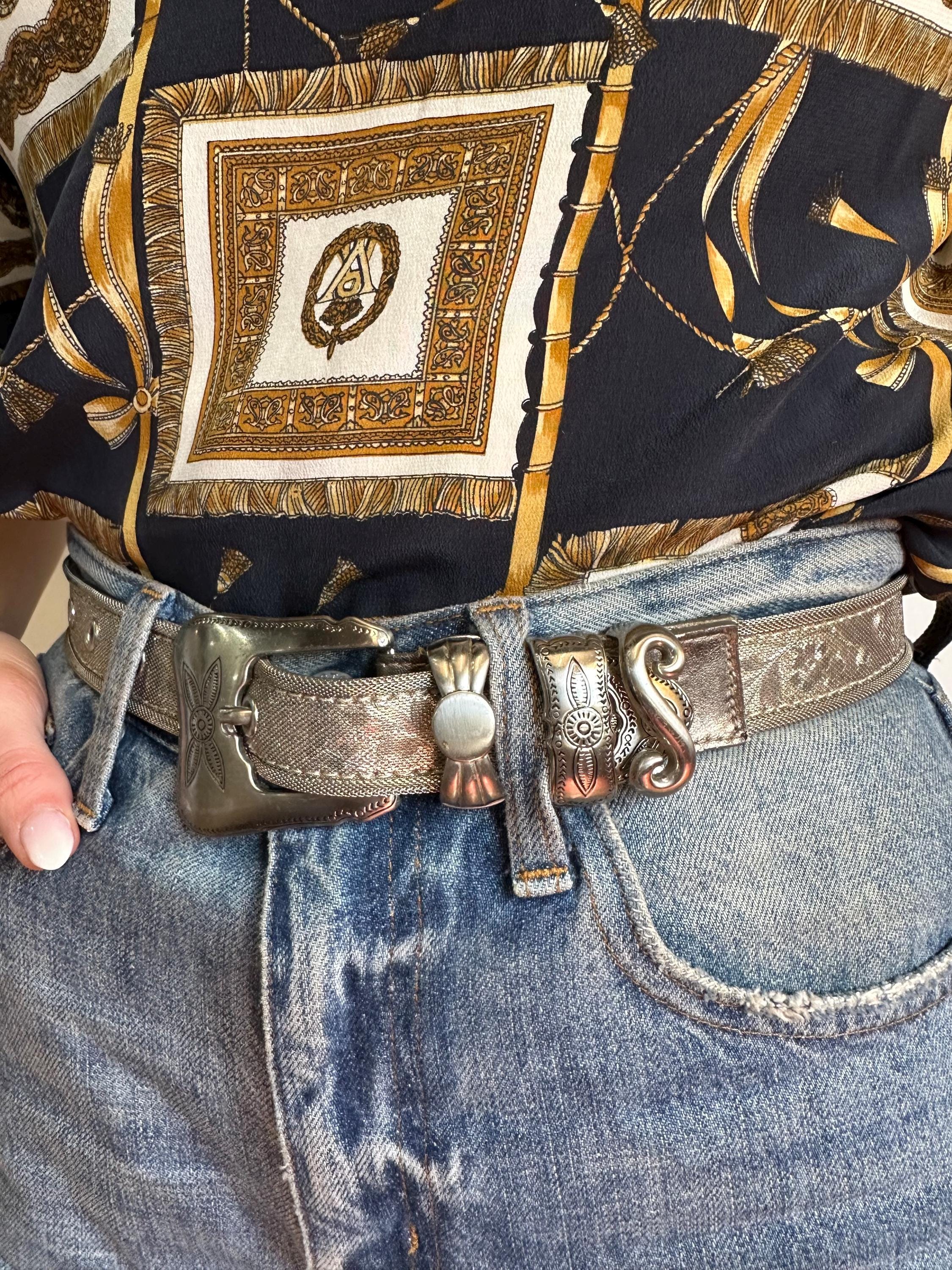 Ceinture Large Streets Ahead Cuir Marron Taille S - Boucle Recouverte Fourrure Poney