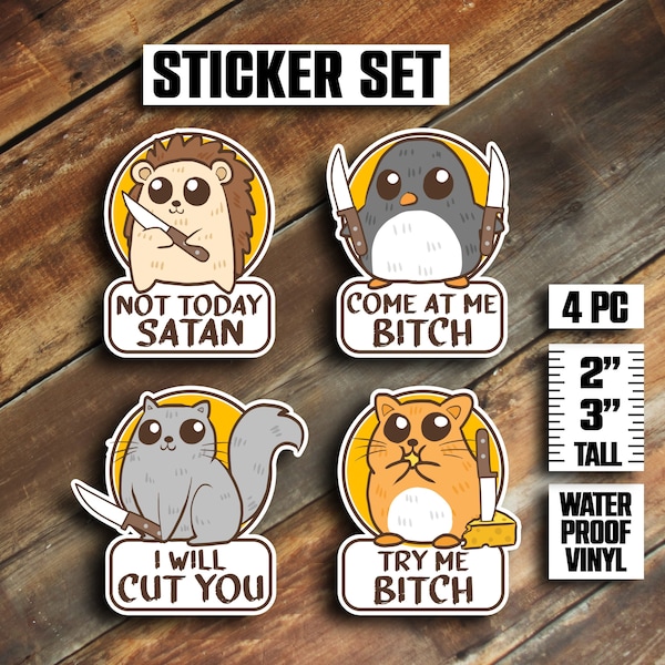 BAD Critter Sticker Set, Cute Animal Sticker, Violent Sticker, Fight Me Sticker, I Choose Violence, Sarcastic Sticker, Funny Sticker, Karen