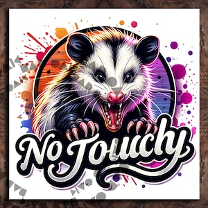 Funny no Touchy Opossum Farm Animal Clipart Shirt Sublimation Design Téléchargement numérique PNG DTF numérique instantané, bocal en verre png Design, chemise