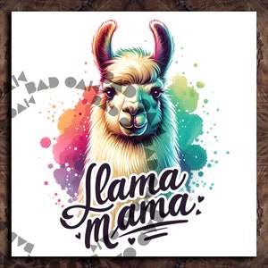 Drôle de lama maman ferme des cliparts chemise sublimation conception téléchargement numérique PNG instantané numérique UVDTF, bocal en verre png conception, conception de tshirt
