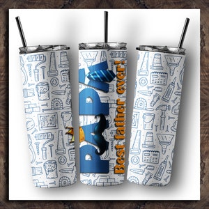 Papa Bester Vater aller Zeiten 3D Tumbler Wrap 20 oz Skinny Tumbler Sublimation Design Digital Download PNG Instant DIGITAL, Vatertags Wrap png