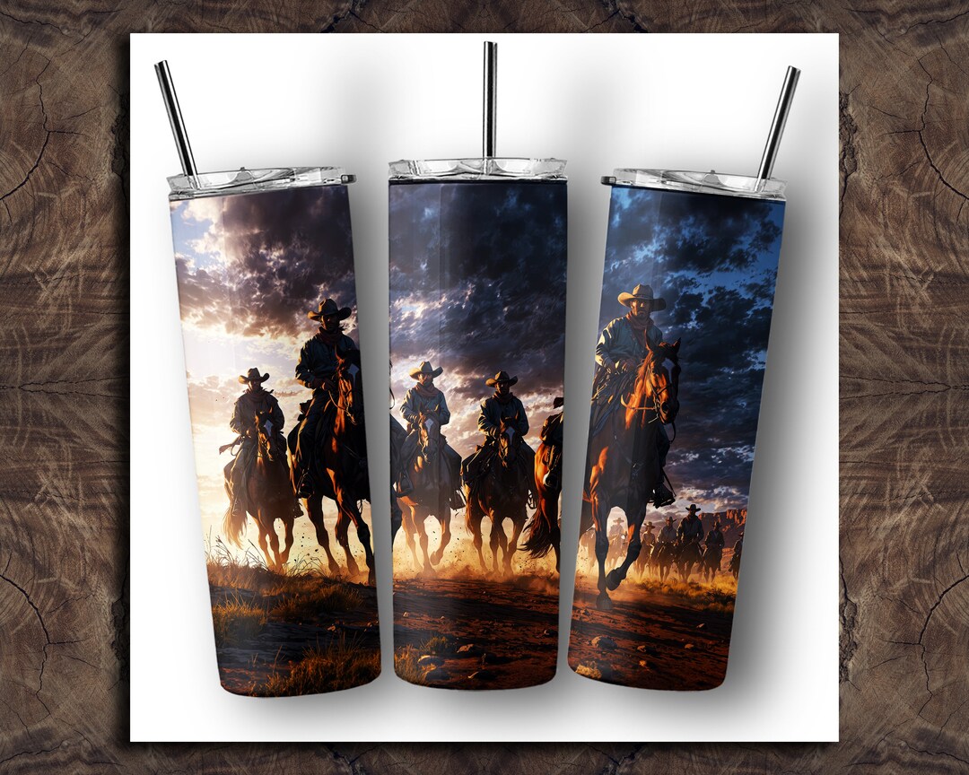 Western Country Cowboys Tumbler Wrap 20 Oz Skinny Tumbler Sublimation ...