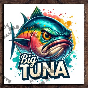 Funny Big Tuna Fishing Farm Clipart Camisa Sublimación Diseño Descarga Digital PNG Instant DIGITAL UVDTF, Glass Jar png Diseño, Diseño de camiseta