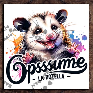 Drôle d'opossume La Botella, passez-moi la bouteille des cliparts animaux de la ferme sublimation téléchargement numérique PNG instantané DTF, bocal en verre png Design, chemise