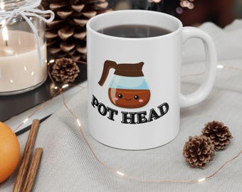 Pot Head-mok | Keramische koffiemok, grappig ontwerp op de kop