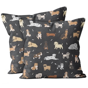 Set of 2, Cute Cartoon Doodle Puppy Dog Print, Throw Pillow Cover, Double Side Printed 16''X16'' 18"x18" 20''X20"-Decorative Case.Print -