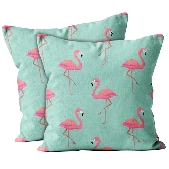 Flamingo And Aqua Chevron Decorative Throw Pillow Cover Flamingo And Aqua Chevron Decorative Throw Pillow Cover