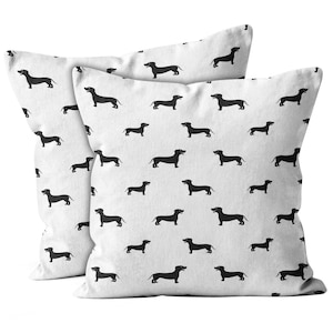 Set of 2, Dachshund Dog Pattern,  Throw Pillow Cover, Double Side Printed 18&quot;x18&quot; Decorative Case.Print -