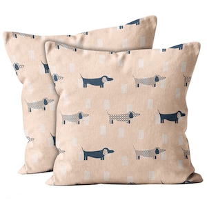 Set of 2, Dachshund Dog Scandinavian Pattern,  Throw Pillow Cover, Double Side Printed 18&quot;x18&quot; Decorative Case.Print -
