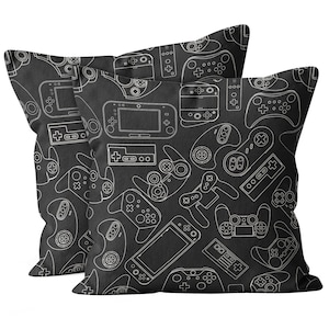 Set of 2, Retro Video Game Controller Print, Throw Pillow Cover, Double Side Printed 16''X16'' 18"x18" 20''X20"-Decorative Case.Print -