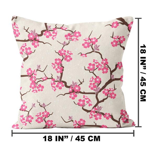 Federa decorativa per cuscino con fiori di ciliegio, 45 x 45 cm, rosa cinese fiore di ciliegio giapponese prugna Br 45 cm x 45 cm
