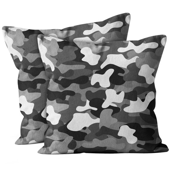Set of 2 Camouflage Black White Camo Pattern Throw Pillow Cover Double Side Printed 18x18 Decorative Case.print Etsy