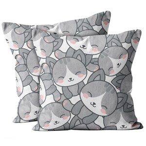 Zestaw 2 sztuk, słodkie koty z nadrukiem z kreskówki, poszewka na poduszkę, nadruk dwustronny 16''X16'' 18"x18" 20''X20" - etui dekoracyjne. Nadruk -
