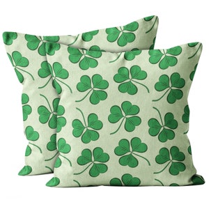 Set of 2, St Patricks Day Green Pattern,  Throw Pillow Cover, Double Side Printed 18"x18" Decorative Case.Print -