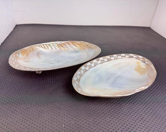 Mother Of pearl Caviar/Seafood/Jewelry Footed Dishes - Set of 2