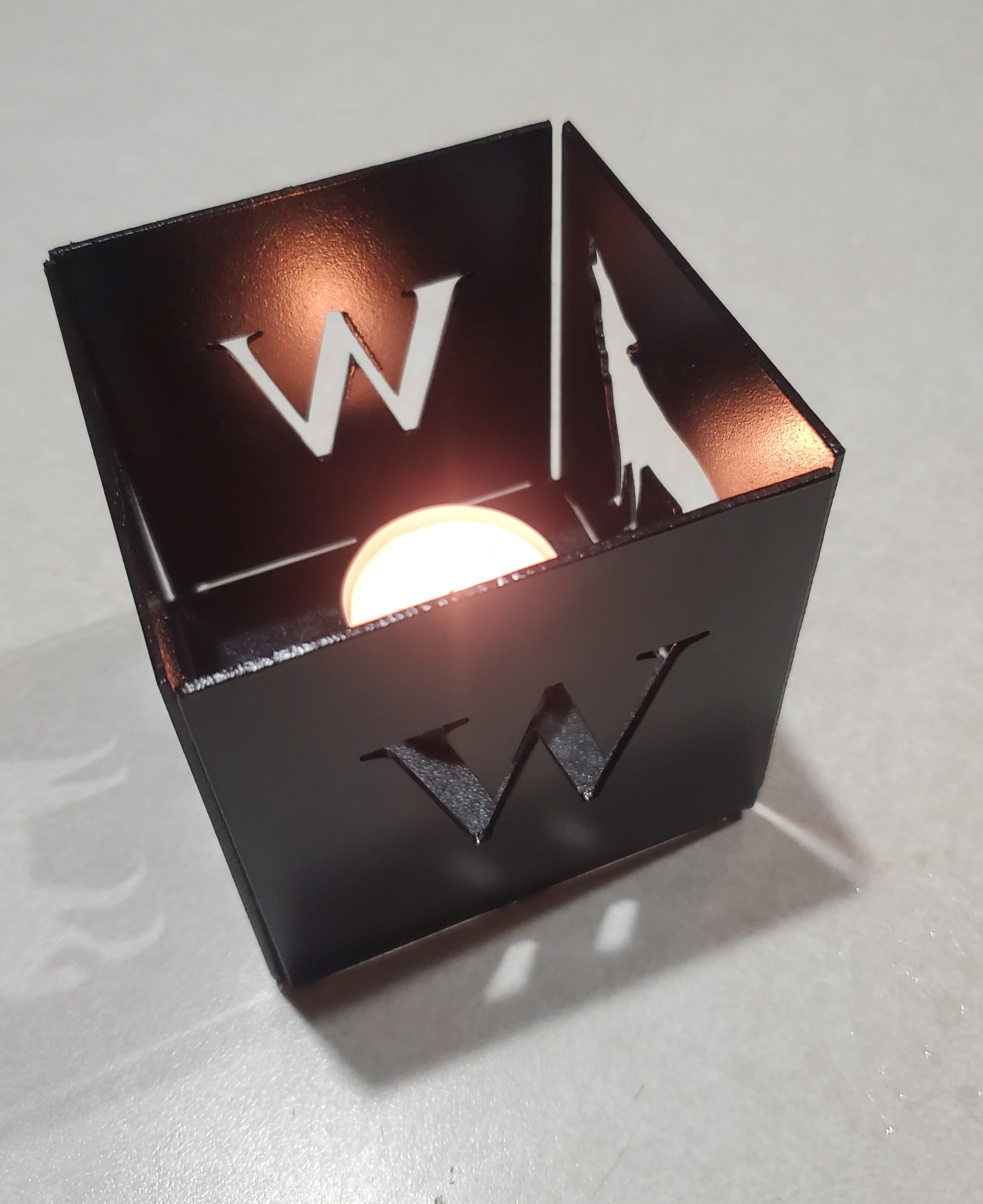 Custom metal candle holder monogram usa made