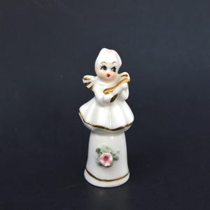 Vintage Angel Thimble Porcelain Mid Century Musical Instrument Figurine Taiwan