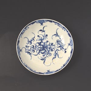 REDUCED! 1760 Dr Wall First Period Worcester Shallow Bowl Blue White Floral Design