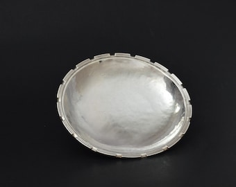 Rare! Omar Ramsden Sterling Dish, Gate Design Edging, 1919-1939, Omar Ramsden Me Fecit