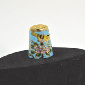 Vintage Enamel Cloisonne Gold Sewing Thimble