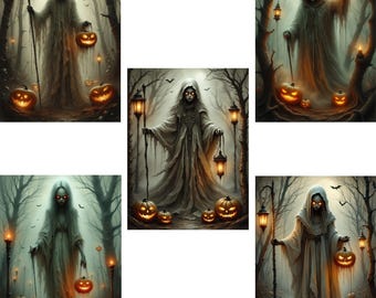 Ghost Witch Halloween Art Print | Dark Fantasy Decor (Digital Download)