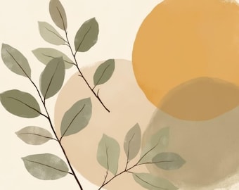Boho Botanical Wall Art Part 2 - Digital Download | Minimalist Leaf Print | Mid-Century Modern Decor