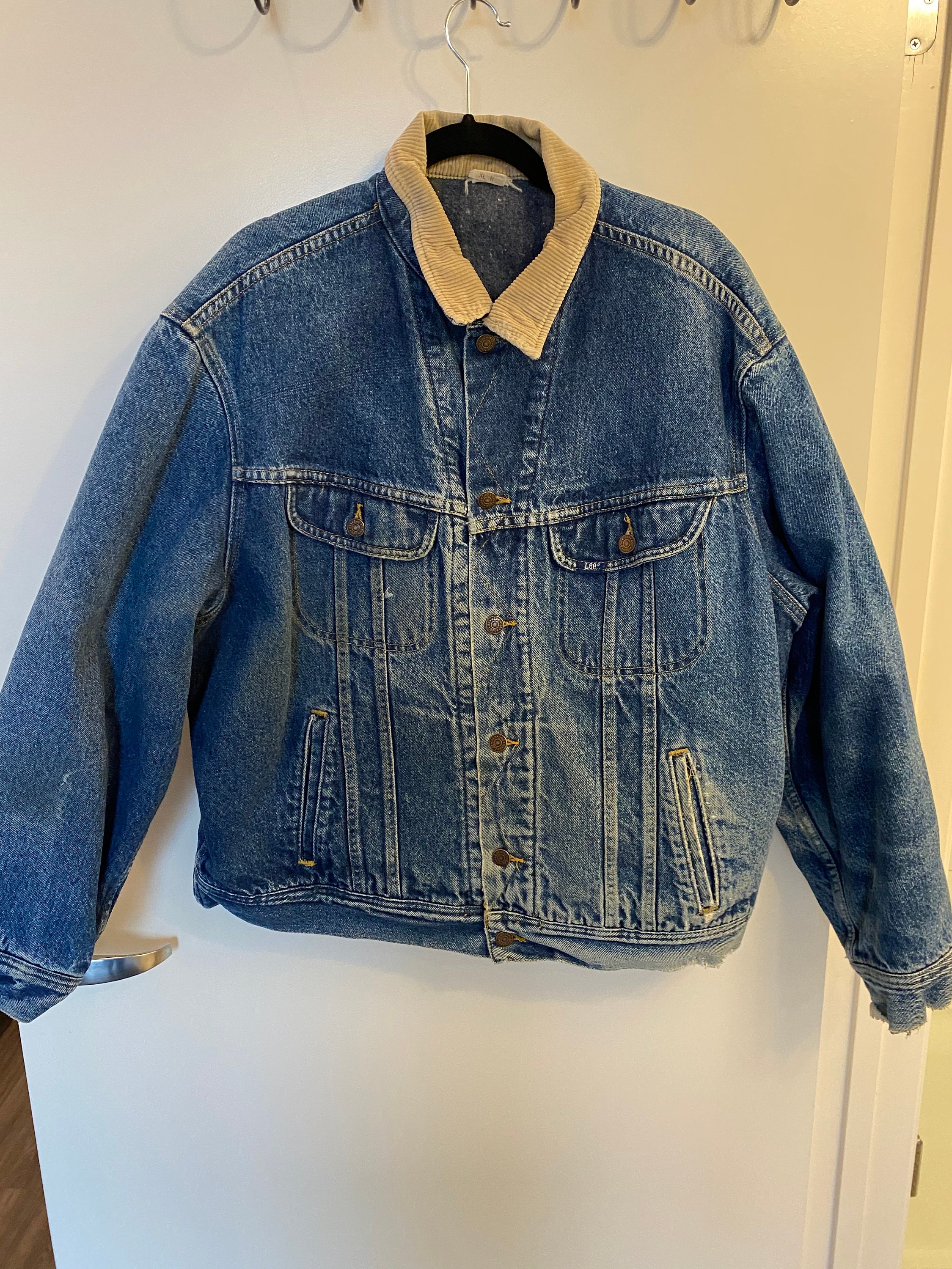 Vintage 90s Lee Storm Rider Blanket Lined Denim Jacket Size Etsy