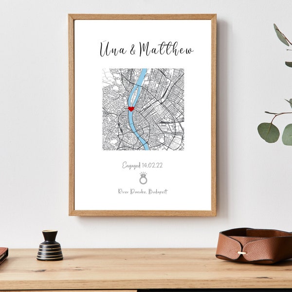 Engagement Gift | Personalised Print | Wedding Map Print | Couples Gift | Personalised Map Print | Engagement Gifts