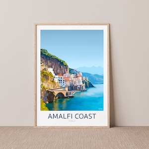 Amalfi Coast Art  - Italy Hand Drawn illustration - Travel Art - Italy Print by Póstaer