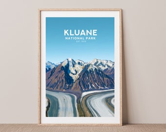 Kluane National Park Art  - Canada Hand Drawn illustration - Travel Art - Yukon Print by Póstaer