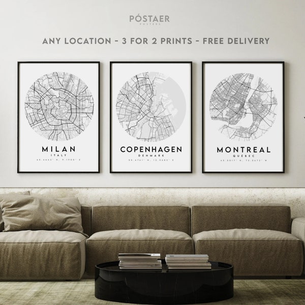 Custom Map Prints, Any Location, 3 for 2 Offer, City Print, City Map, Map Print, Map Print, Map Print Poster, Custom Map