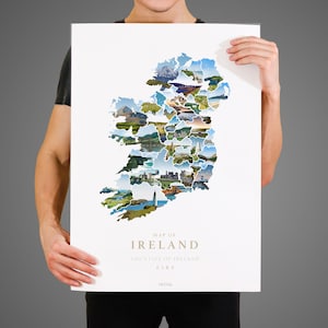 Ireland Counties Map - Irish map - Landmark Art  - Irish Hand Drawn illustration - Travel Art - by Póstaer