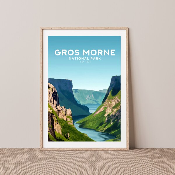 Gros Morne National Park Art  - Canada Hand Drawn illustration - Travel Art - Newfoundland and Labrador Print by Póstaer