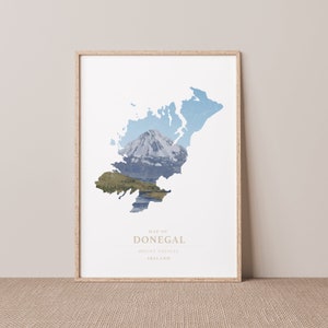 Donegal Map 1 - Mount Errigal Irish map - Landmark Art  - Irish Hand Drawn illustration - Travel Art - by Póstaer