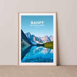 Banff National Park Art  - Alberta Hand Drawn illustration - Travel Art - Canada Print by Póstaer