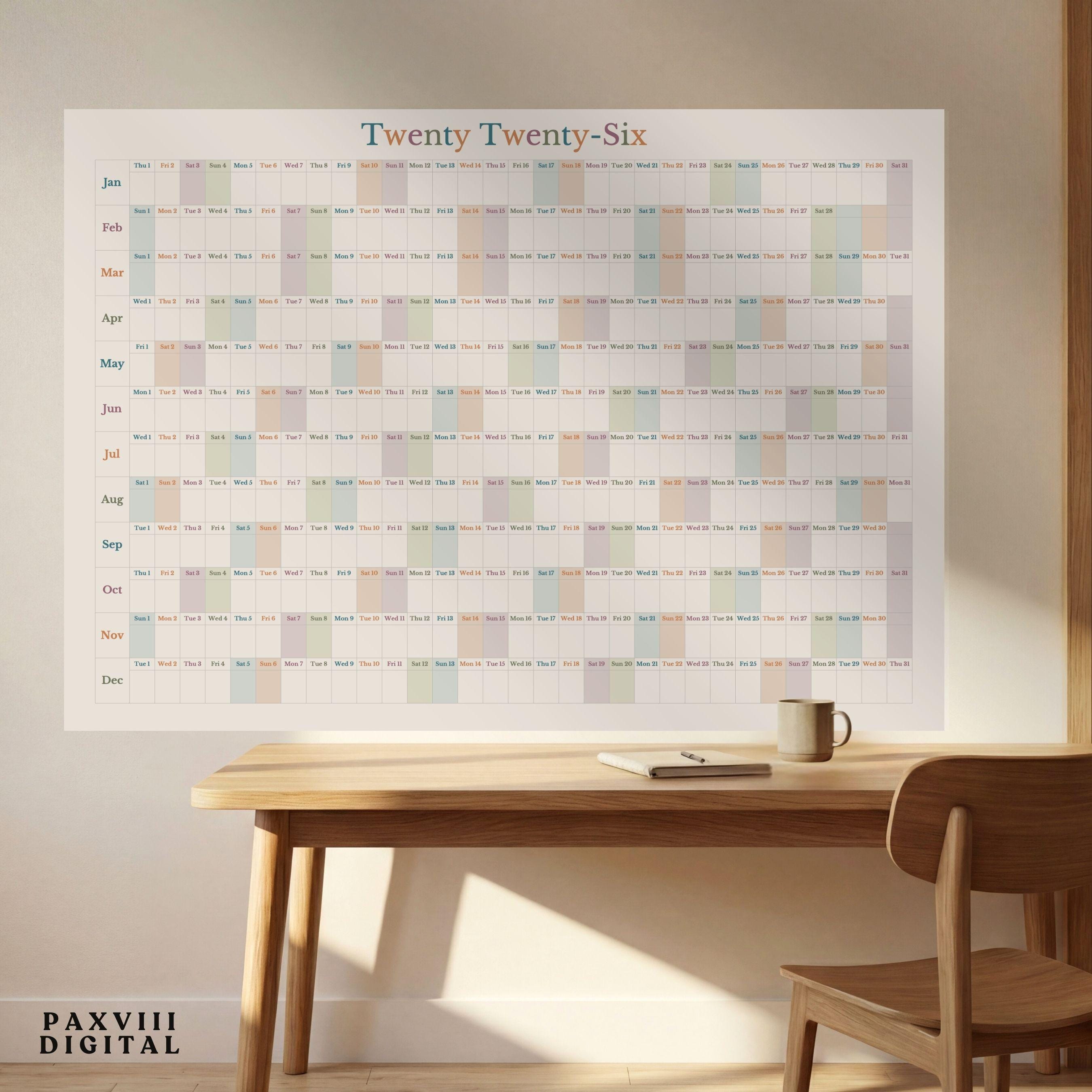 2026 Printable Year Planner | Large Wall Calendar 2026 | Yearly Wall ...